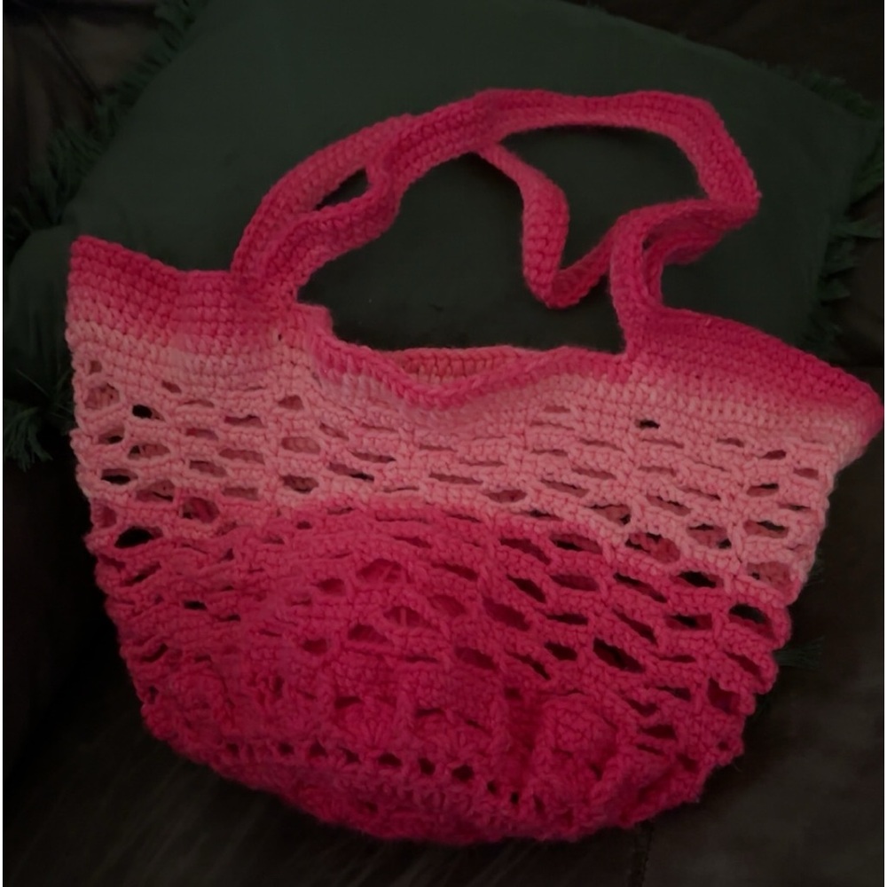 Hand Made Crochet Bag Pink Ombré